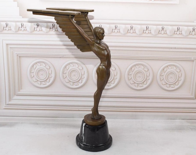 BEST PRICE! Icarus art deco figurine bronze - icarus mythology statue - mythological statue foundry mark - home and office decor