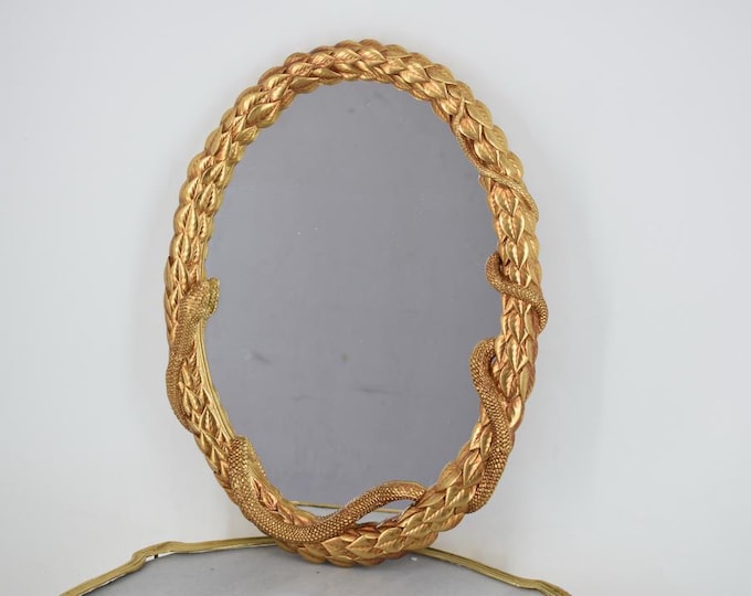 Amazing Snake Mirror Oval - Goldene Crystal Mirror - Mirror Cobra Design - Art Deco Style - Elegant Gift Idea - Home Garden Decor - Art Work