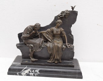 Griechische Mythologie verliebtes Paar Bronzefigur - Bronzeskulptur Mann und Frau Kunstwerk - Bronze Gartenkunst - personalisierte Geschenke