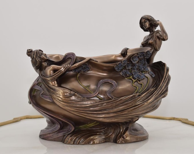Two Graces Bowl - Decorative Tray Platter - Vintage Fruit Bowl - Greek Mythology - Home and Garden Decor - Nymphs Art