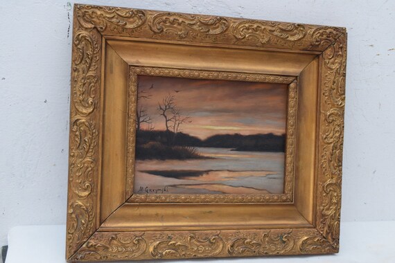 絵画☆風景画　木製額☆アンティーク 絵画☆風景画 木製額☆アンティーク