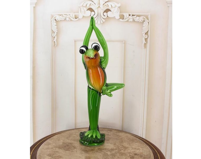 Vintage Murano Style Frog Figurine: Italian Venetian Decor, 18.9"