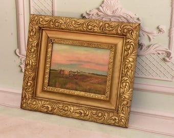 Antique Polish Harvest Oil Painting on Wood - Chelmonski Art