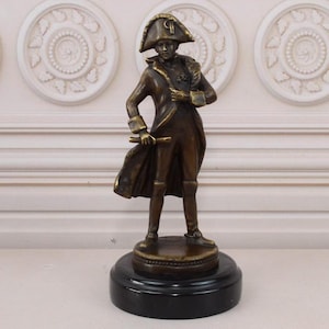 Napoleon Bonaparte Bronze Sculpture - Bronze Statue on Marble Base - French Hero - Napoleon Art - Vintage Statue - Gift Idea - Home Decor