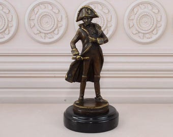 Vintage Bronze Skulptur von Napoleon Bonaparte auf Marmorsockel