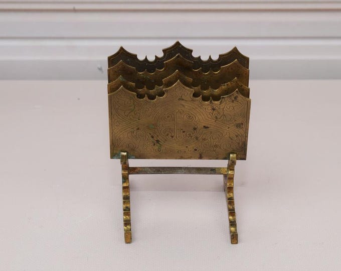 Gold Brass Napkin Stand - Napkin Vintage Brass - Art Nouveau Style - Interior Antique Home - Gift for Birthday - Home and Office Decor