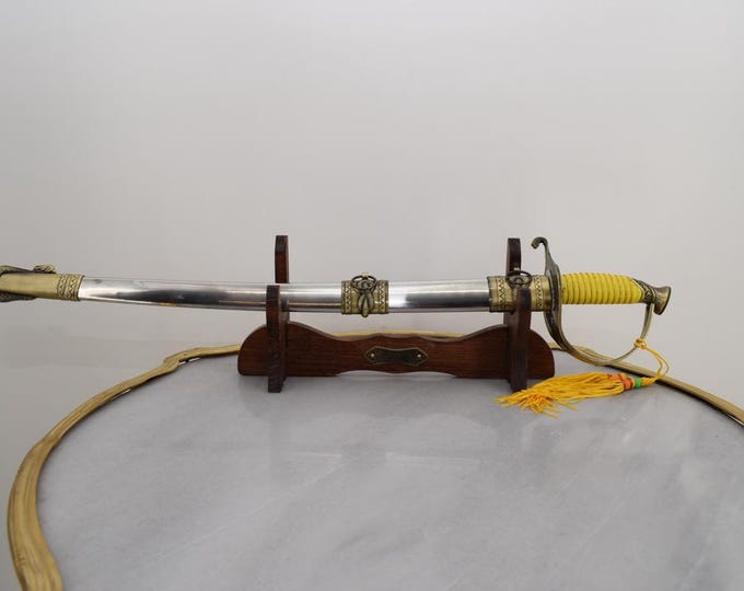 Polished Brass US Marines Saber with Scabbard – Replica Military Sword – American Civil Style – Militaria Gift – Marine Corps Collectible