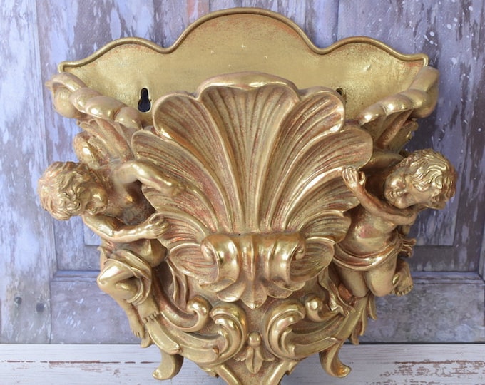 Gold Wall Console - Shelf Vintage Style - Shelf Gold Hanging - Wall Decor - Home Decor - Richly Decorated - Unique Gift