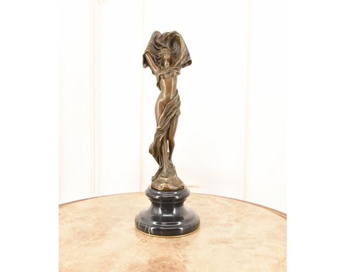 Art Nouveau Bronze Woman Statue – Signed Limited Edition French Sculpture