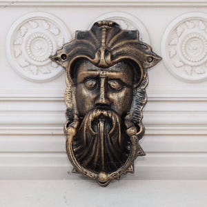 Cast Iron Head Evil Door Knocker - Devil Door Knocker - Halloween Decor - Gift Halloween - Monster Statue - Home and Door Decor