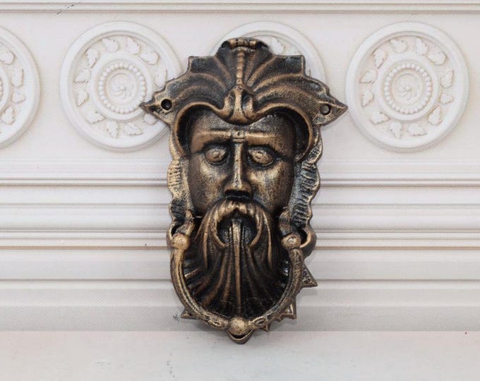 Cast Iron Head Evil Door Knocker - Devil Door Knocker - Halloween Decor - Gift Halloween - Monster Statue - Home and Door Decor