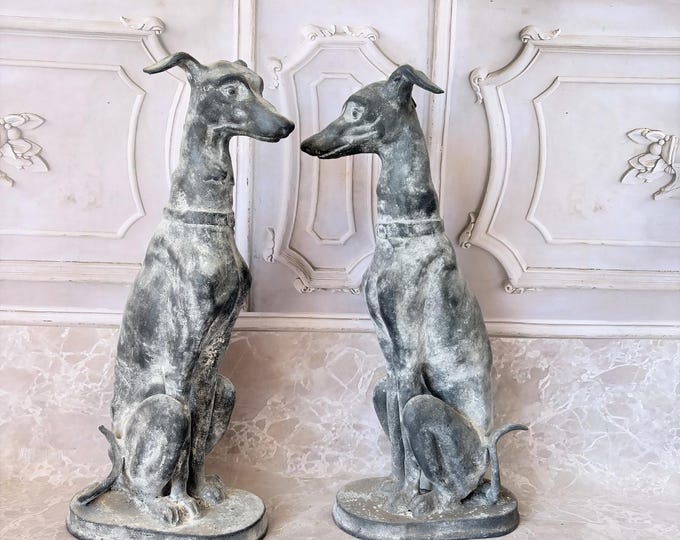 Cast Iron Greyhound Sculptures - Vintage Dog Decor - Exclusive Art Gift