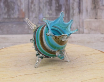 手吹きの青いガラスの貝殻の置物 - Etsy 日本