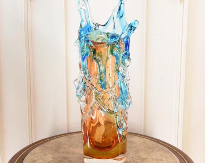 Amazing Blue Vase Murano Style - Elegant Vase Gift Italian Venetian Product - Glass Vase - Unique Glass - Home Decor - Gift for Wedding