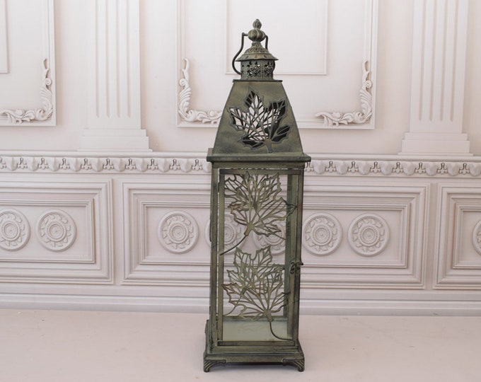 Beautifully Metal Lantern - Bird Latern - Candle Lamp - Decorated Lantern with Glass Windows - Luxury Gift for Home and Garden