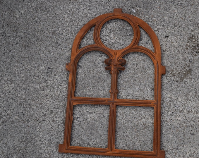 Cast Iron Frame Window and Shutter Window Crate Rustical Brown Gift Idea - Home Decor - Garden Decor
