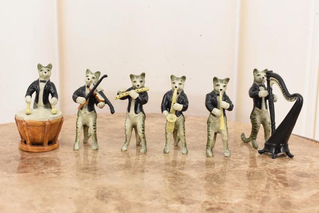 Vintage Vienna Bronze Cat Orchestra – 6-piece Musician Set - Etsy