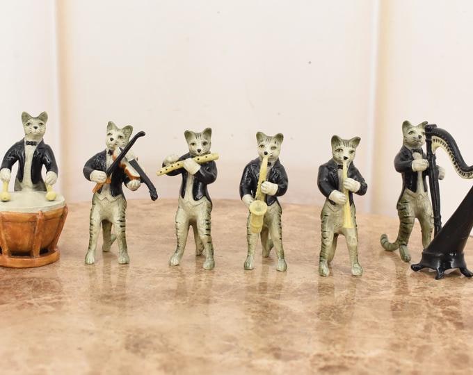 Vintage Vienna Bronze Cat Orchestra – 6-Piece Musician Set