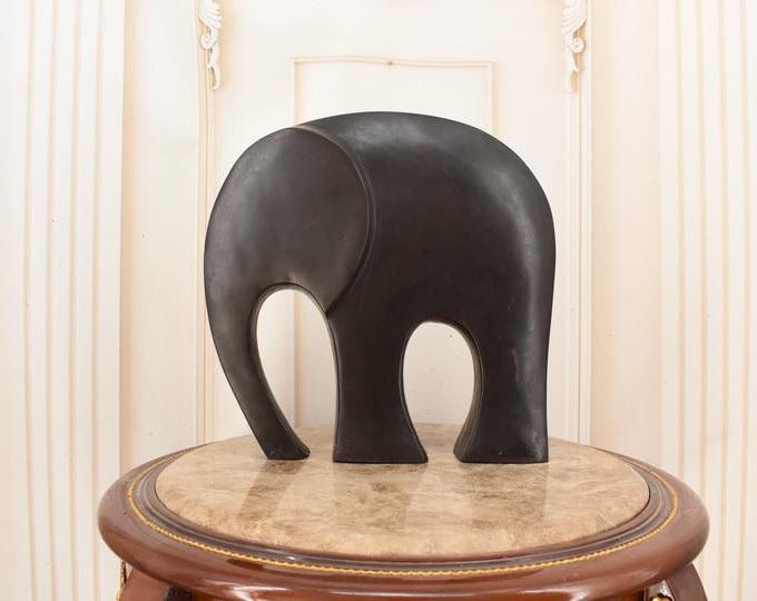 Amazing Large Statue Abstract Elephant - Modernist Gilded Bronze Sculpture Elephant Salvadore Dali Style - Elephant Gift Idea