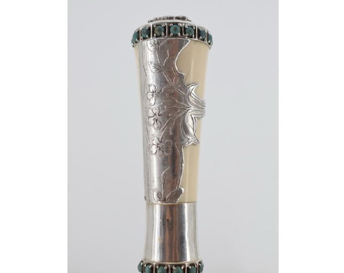 Silver 84 Walking Stick – Silver Cane – Tsarist Russia – Double-Headed Imperial Eagle – Blue Stones – Art Nouveau – Gift for Grandfather