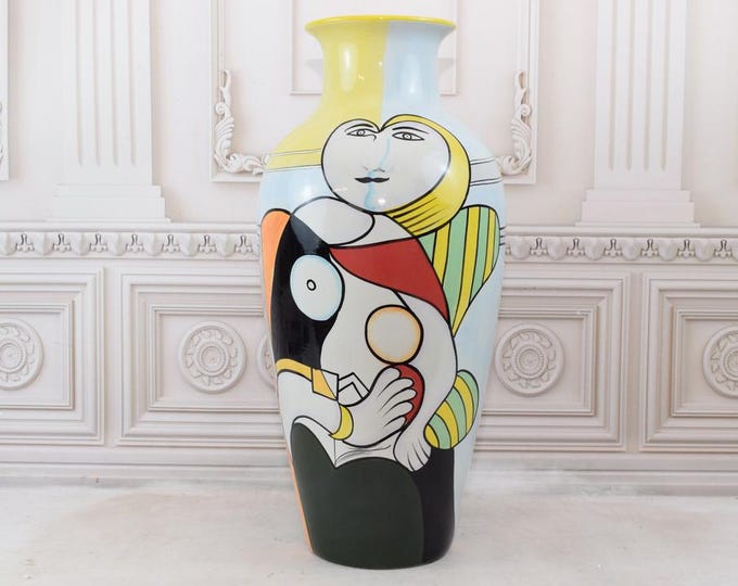 Vintage Porcelain Flower Vase - Abstract Painted Vase - Signed Vase Home Decor - Modernist Art Collectible - Home Decor - Gift for Birthday