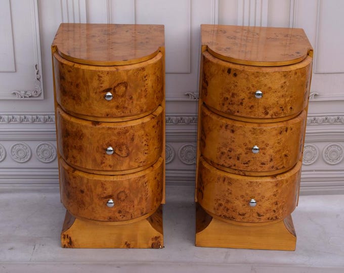Art Deco Bedside Tables - Art Deco Table - Bent Wood Night Stand - Chest of Drawers - Wooden Table - Home Decor - Bedroom Decor