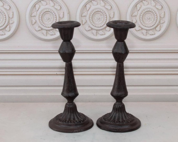 Set of 2 Cast Iron Candle Holders – Vintage Home Decor – Elegant Design – Perfect for Dining Table, Gift Idea - Home Decor