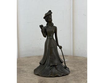 Bronze Aristocratic Woman Bell – Decorative Lady Figurine, Reception Desk Decor