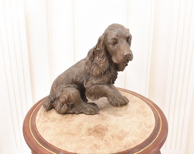 Vintage Bronze Spaniel Dog Sculpture – French Limited Edition – Heavy Decorative Figure – Hunting Dog Statue