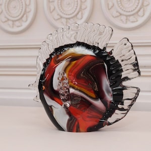 Colorful Fish - Venetian Glass Murano Style - Handcrafted Murano - Statue Fish - Unique Figurine Home Decor - Good Gift for Wedding