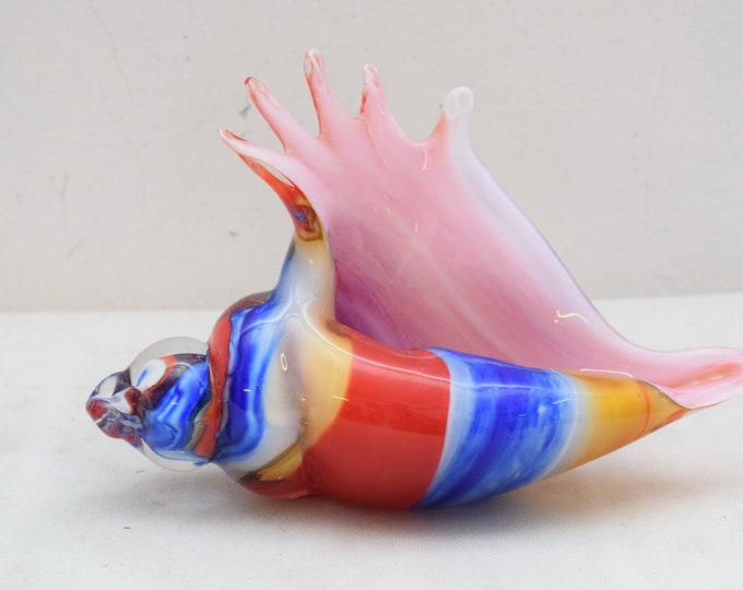 Colorful Seashell Murano Style Figurine Beaufitul Gift Italian Venetian - Sculpture seashell