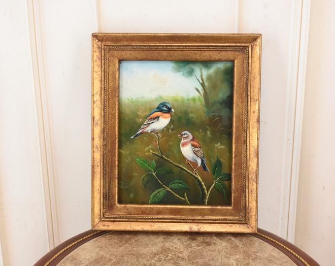 Birds on Branch Painting - Golden Frame Wall Decor
