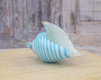 手吹きの青いガラスの貝殻の置物 - Etsy 日本