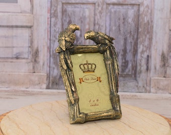 Amazing Gold Photo Frame - Parrots Photo Frame - Birds 3d Wedding Picture Frame - Lavish Wall or Buffet Decor - Home Decoration - Gift Idea
