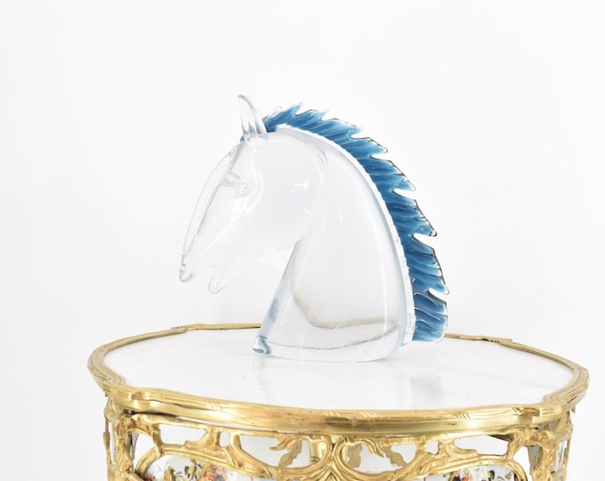 Horse Head Murano Style Figurine - Beautiful Italian Venetian Glass, Handcrafted Luxury Artwork, Unique Gift for Home Decor or Collectors