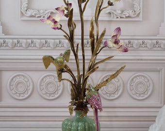 Bougeoir en porcelaine perroquet décoratif de luxe, bougeoir oiseau à 5 têtes en