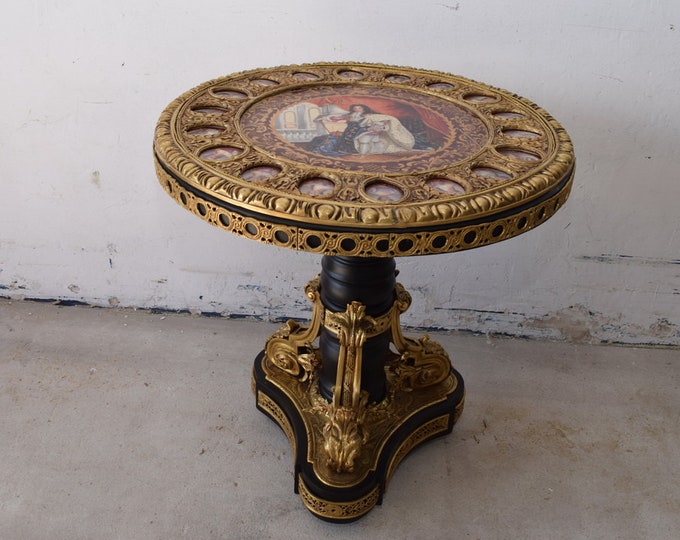 Large Bronze and Porcelain Table - Empire Old Table - Painted and Gilded Luxury Table - Home Decor - Palace Decor - Gift Idea