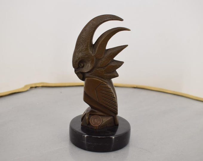 Signed Bourcart Bronze Cockatoo Sculpture on Marble Base – Elegant Parrot Bird Statue – Luxury Collectible Animal Art Décor