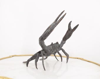 Large Bronze Crab Statue: Richly Decorated Animal Sculpture