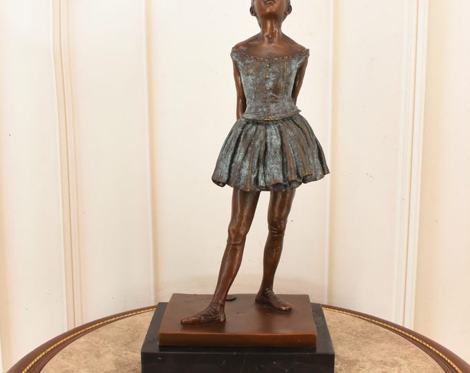 Degas Style Bronze Dancer Statue - Vintage Sculpture on Marble Base