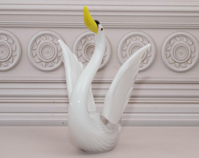Large Amazing White Swan Murano Statue - Murano Style Sculpture - Swan Art - Amazing Figurine from Venetian - Italy Product - Home Decor