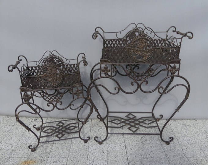 Set Flowers Tables - Flower Bed Garden Table - Small and Big - Brown Flower Stand - Home and Garden Tables - Garden Decoration - Gift Idea