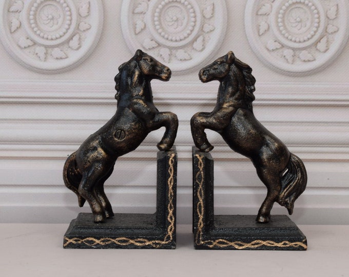 Pair Horses Bookends Paperweight - Cast Iron Sculptures Horse - Horse Lovers -  Gift Idea - Home Decor - Book Support