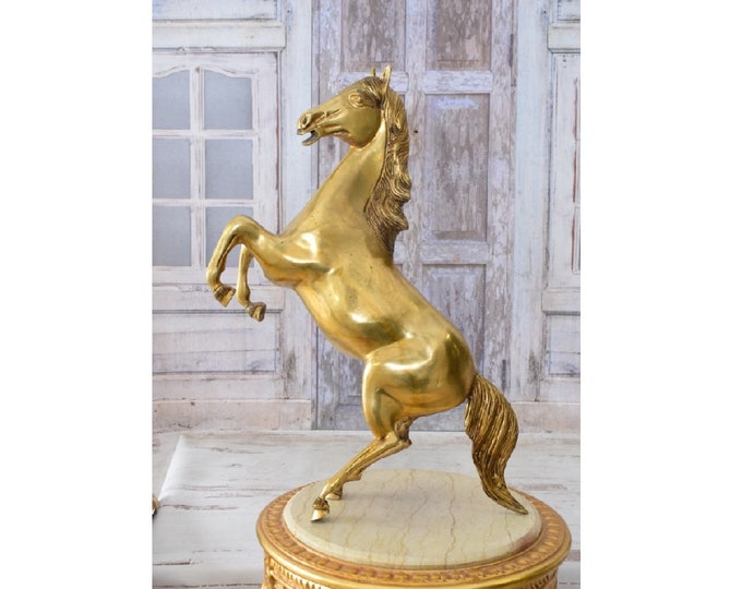 Large Wild Horse Gilded Bronze Sculpture  - Nice Horse Handmade Sculpture - Horse Art - Home and Garden Figurine - Vintage Gift