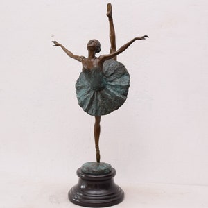 XL Ballett Tänzerin Bronze Figur Ballerina Tänzerin Bronze Figur im Rock Geschenkidee -