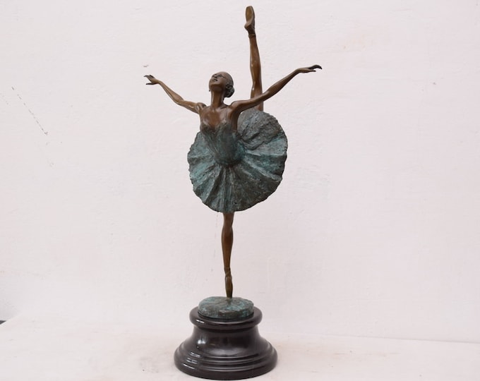XL Ballet Dancer Bronze Figurine Ballerina Dancer Bronze Figure in Skirt  Gift Idea -
