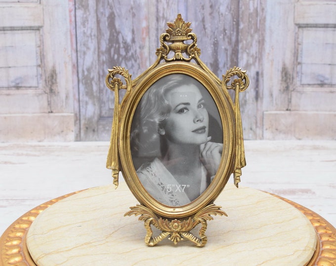 Elegant Carved Gold  Photo Frame - Art Nouveau Meets Victorian Style - Desk Decor - Home Decor - Wedding Picture Frame