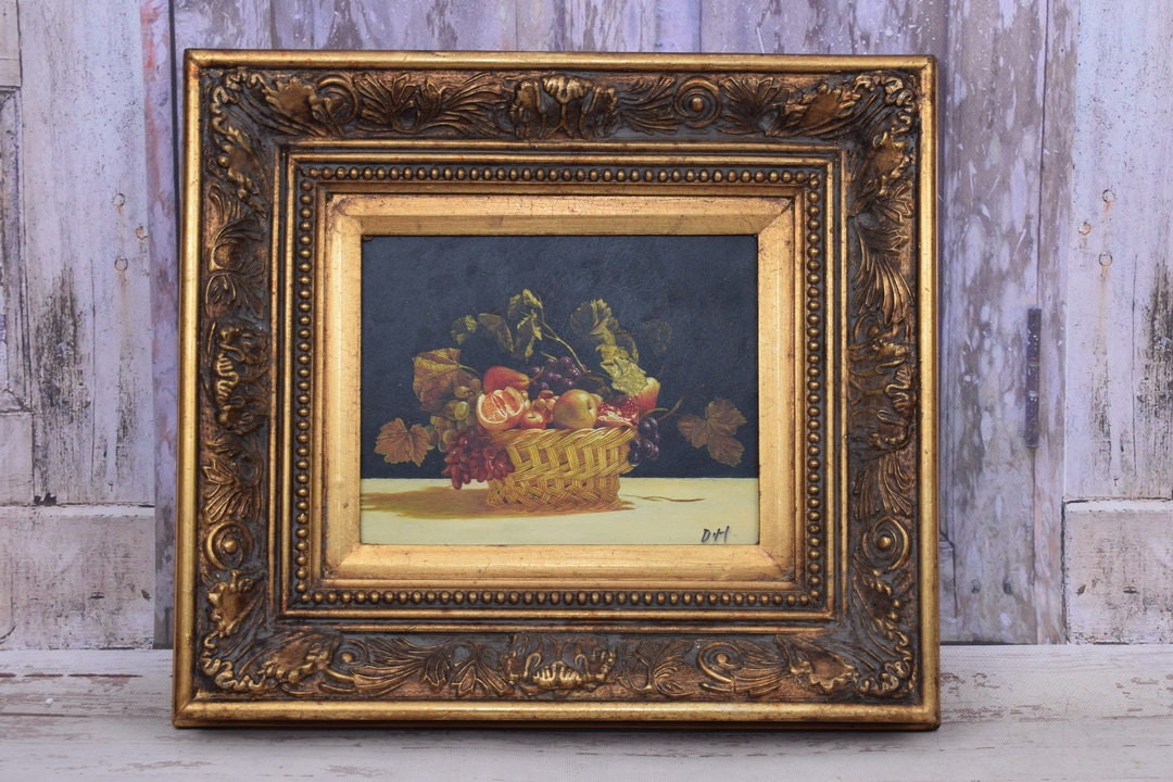 Vintage Fruit Still Life Painting in Golden Frame, Signed - Etsy