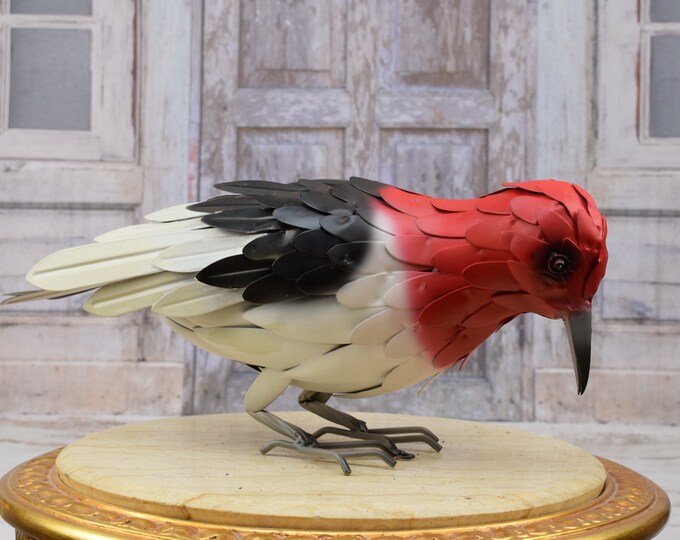 Iron Woodpecker Colorful Statue - Figurine Woodpecker on Tree - Wall Decor - Wall Art -Gift Idea - Looks Like Real! Garden Home Decor