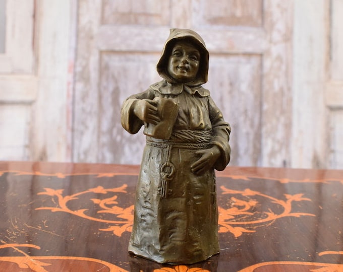 Monk Religious Bronze Small Bell - Unique Statue Recepcion Hotel Office Decor - Gift Idea - Home Decor - Vintage Gift